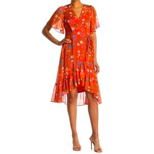 Calvin Klein hi-lo orange floral sz 8